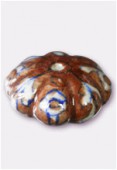Enamelled Clay Flat Round Beads Brown x1