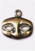 12x14mm Antiqued Brass Plated Mask Charms Pendant x2