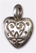 12x15mm Antiqued Silver Plated Heart Charms Pendant x2