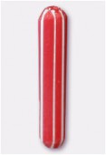 Glass Tube Beads Matte Red x4