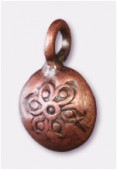 8mm Antiqued Copper Plated Round Engraved Charms Pendant x2