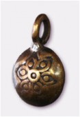 8mm Antiqued Brass Plated Round Engraved Charms Pendant x2