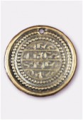 25mm Antiqued Brass Plated Sequin Medallion Engraved Charms Pendant x1