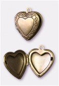 20x23mm Antiqued Brass Plated Picture Frame Heart Charms Pendant x1