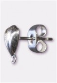 13x9mm Antiqued Silver Plated Shell Earstuds x2