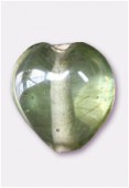 Glass Heart Beads Pale Green x8