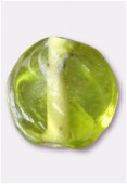 Glass Coin Beads Olivine x12