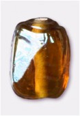 Glass Coin Beads Iridescent Brown x4