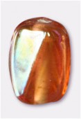 Glass Coin Beads Iridescent Salmon x4