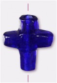 Glass Cross Beads Dark Blue x1