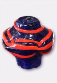 Glass Twisted Beads Dark Blue / Orange x1