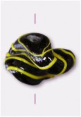 Glass Twisted Beads Black / Yellow x1