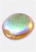 Glass Coin Beads Iridescent Topaz x12