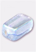 Glass Coin Beads Iridescent Light Blue x12