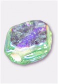 Glass Coin Beads Iridescent Green Water x12