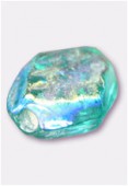 Glass Coin Beads Iridescent Pale green x12