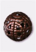 6mm Antiqued Copper Plated Filigree Round Beads x4