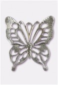 50x45mm Antiqued Silver Plated Open Work Butterfly Pendant x1