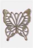 50x45mm Antiqued Brass Plated Open Work Butterfly Pendant x1