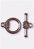 20x13mm Antiqued Copper Plated Flower Toogle Clasp x1