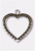 50x45mm Antiqued Silver Plated Large Open Heart Pendant x1