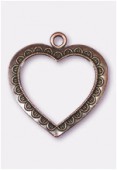 50x45mm Antiqued Brass Plated Large Open Heart Pendant x1
