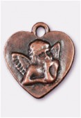 22x20mm Antiqued Copper Plated Heart W / Angel Charms Pendant x1