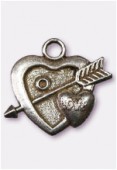 25x20mm Antiqued Silver Plated Heart & Arrow Charms Pendant x1