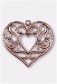 50x47mm Antiqued Copper Plated Open Work Heart Pendant x1