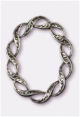 48x35mm Antiqued Silver Braided Flat Round Pendant x1