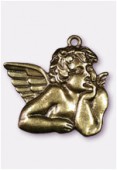 56x45mm Antiqued Brass Plated Little Angel Pendant x1