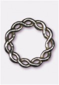 24mm Antiqued Silver Plated Braided Ring Bead x1