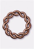 24mm Antiqued Copper Plated Braided Ring Bead x1