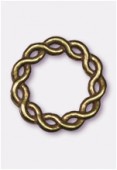24mm Antiqued Brass Plated Braided Ring Bead x1