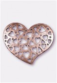 35x20mm Antiqued Copper Plated Open Work Heart Pendant x1