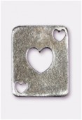 19x15mm Antiqued Silver Ace Of Heart Charms Pendant x2