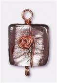 21x20mm Amethyst Silver Foiled Square Copper Wired x1 