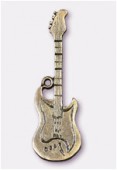 48x15mm Antiqued Brass Plated Electric Guitar Pendant x1