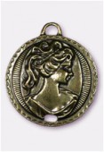 45mm Antiqued Brass Plated Female Bust Pendant x1