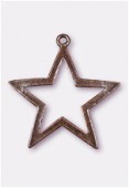 45mm Antiqued Copper Plated Hollow Star Pendant x1