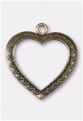 50x45mm Antiqued Brass Plated Large Hollow Heart Pendant x1
