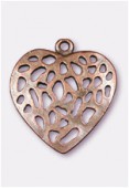 30x28mm Antiqued Copper Plated Open Work Heart Pendant x1