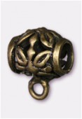 10x10mm Antiqued Brass Plated Wide Bail To Attach Charm Bead - European Style Large Hole x2