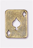 19x15mm Antiqued Brass Ace Of Spades Charms Pendant x2