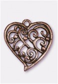 30x28mm Antiqued Copper Plated Scrollwork Heart Pendant x1