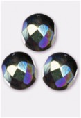 8mm Czech Round Fire Polish Glass Beads Black Diamond AB x12
