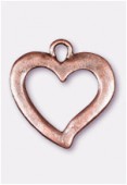 28x22mm Antiqued Copper Plated Style YSL Heart Pendant  x1