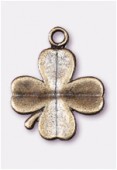 20x16mm Antiqued Brass Plated Four-Leaf-Clover Charms Pendant x2