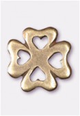 15mm Antiqued Brass Plated Four-Leaf-Clover Four Hearts Charms Pendant x2