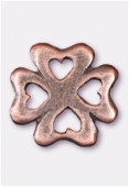 15mm Antiqued Copper Plated Four-Leaf-Clover Four Hearts Charms Pendant x2